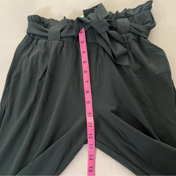 RESET BY Janet Forest Green paper-bag High waist Slim Tie Pants - Picture 7 of 9